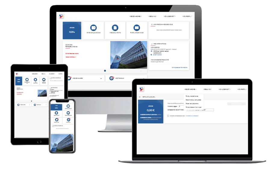 Aperçu du site web Grand Dijon Habitat sur ordinateur, tablette et smartphone
