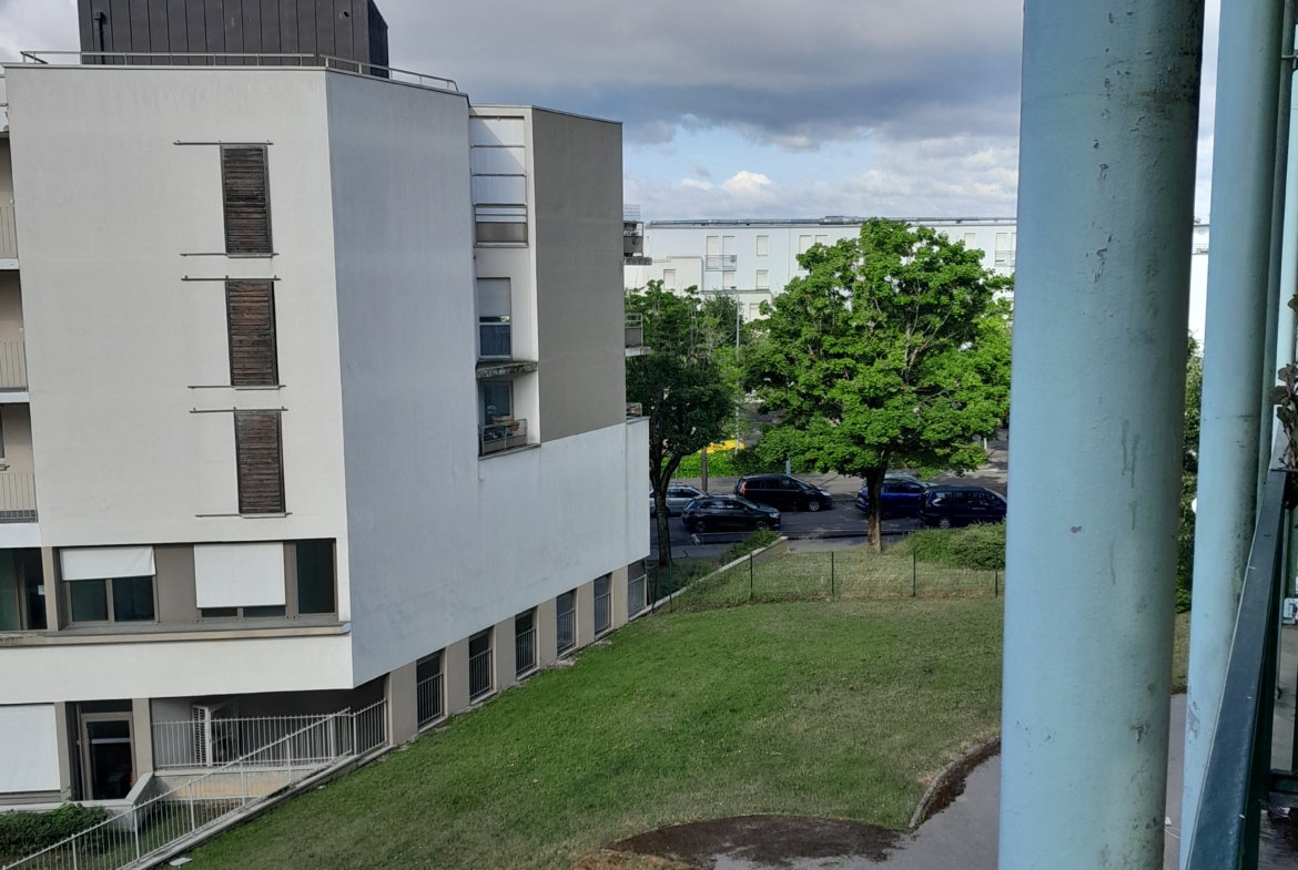 Photo 2 de la cour arrière prise d'un balcon du T4 . NOBEL DIJON