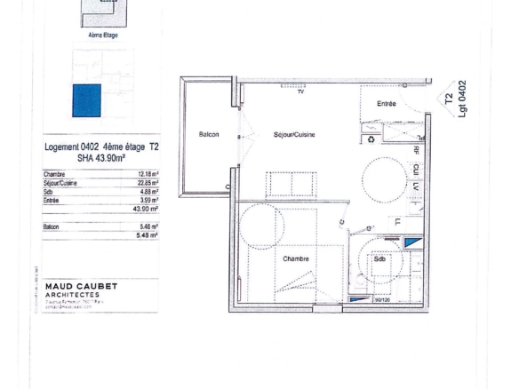 Privé : T2 . 6 allée Antonio GRAMSCI – DIJON — Plan du logement
